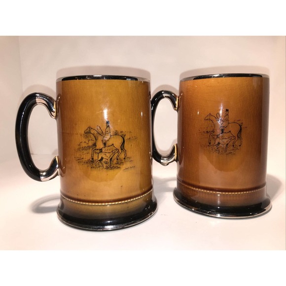 2-Vintage Arthur Wood Ye Olde Coaching & Hunting Days England Tankard Mug Steins - Picture 2 of 4